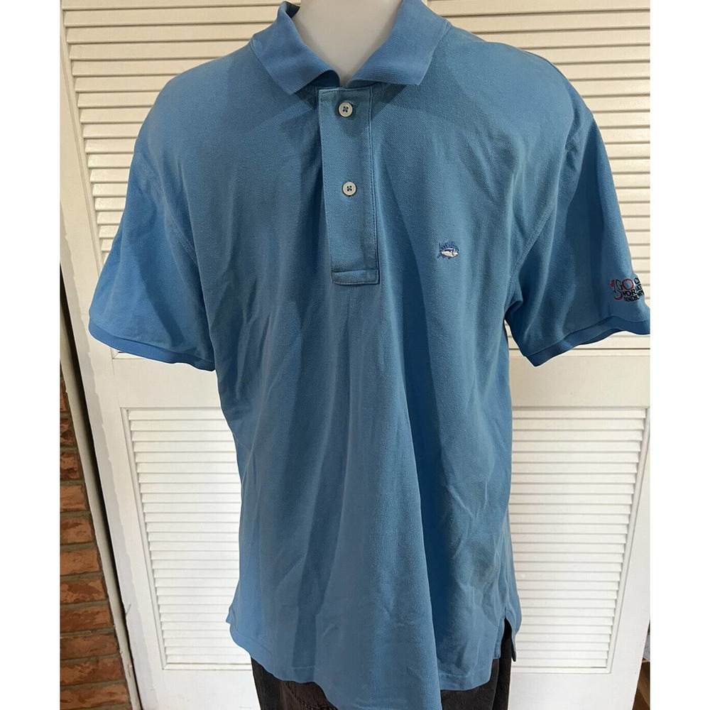Southern Tides SkipJack Polo shirt Large Blue short sleeve Mens casual Fish